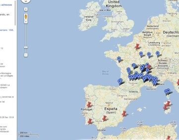 Carte des centres TT stages et randos